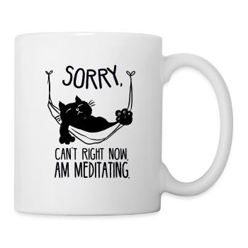 Chilling cat in hammock retro - Mug - white - Right