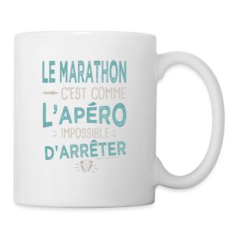Le marathon c'est comme l'apéro Humour running - Mug blanc - blanc - Droite
