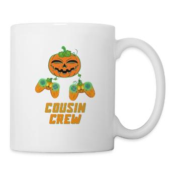 Halloween Cousin Crew Gamer Kürbis Konsolenspieler - Tasse - Weiß - Rechts