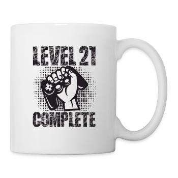 Level 21 Complete Geburtstagsgeschenk 21 Jahre - Tasse - Weiß - Rechts