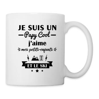Papy cool ski, cadeau grand-père skieur - Mug blanc - blanc - Droite
