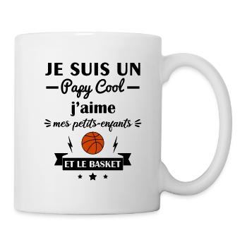Papy cool basket, cadeau grand-père basketteur - Mug blanc - blanc - Droite