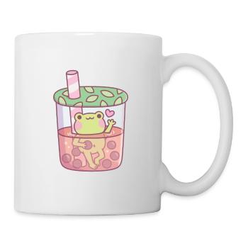 Mignonne grenouille dans une tasse de thé à bulles - Mug blanc - blanc - Droite