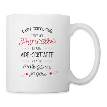 T-shirt Princesse Aide Soignante - cadeau drôle - Mug blanc - blanc - Droite