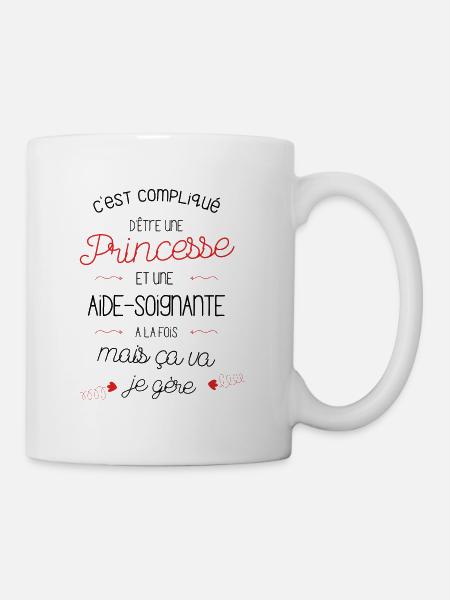 T-shirt Princesse Aide Soignante - cadeau drôle - Mug blanc - blanc