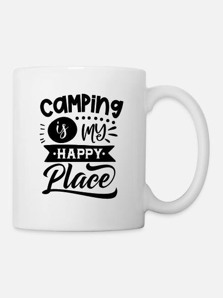 Le camping est mon endroit heureux - Mug blanc - blanc