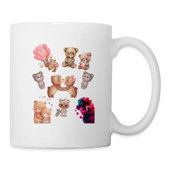 T-Shirt mit Bär Design Geschenk für Valentinstag - Tasse - Weiß - Rechts