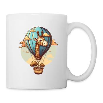 cute little giraffe in a hot air balloon - Mug - white - Right