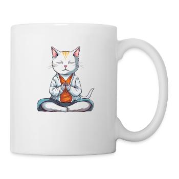 weiße Yogakatze, die in Lotusposition meditiert - Tasse - Weiß - Rechts