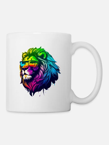 Bespectacled Lion - Mug - white