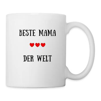 Beste Mama der Welt Herzchen - Geschenk Mama - Tasse - Weiß - Rechts