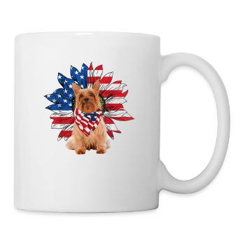 Drapeau américain Sunflower Dog Lovers 4 Juillet - Mug blanc - blanc - Droite