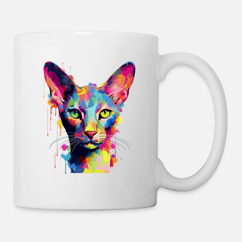 Explosion de couleurs Cat Art - Mug blanc - blanc
