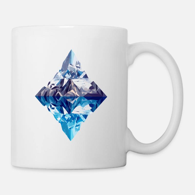Low Poly Mountain Abstract with Reflection in Water - Mug - white