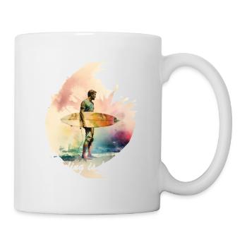 Ein Surfer mit Spruch im Watercolor Style - Tasse - Weiß - Rechts