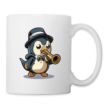Trompetender Pinguin - Tasse - Weiß - Rechts