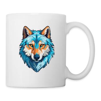 Wolf Kostüm blauer Wolfskopf Werwolf und - Tasse - Weiß - Rechts