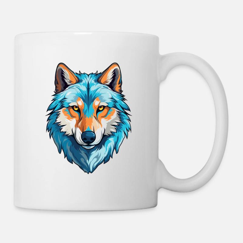 Wolf Kostüm blauer Wolfskopf Werwolf und - Tasse - Weiß