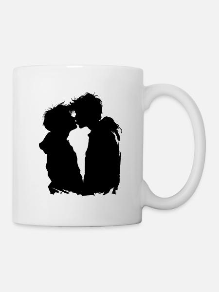 Küssen - Tasse - Weiß