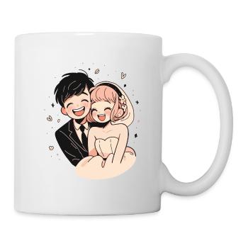 Bride and Groom Wedding Watercolor Anime Chibi - Mug - white - Right
