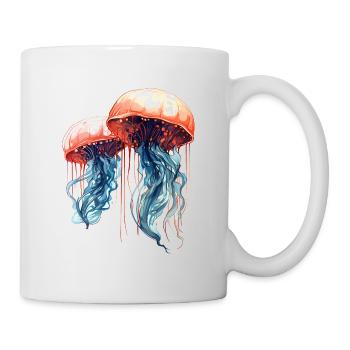 Illustration de méduse aquarelle bleu rose - Mug blanc - blanc - Droite