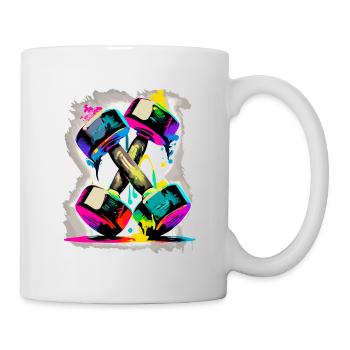 Krafttraining Kurzhanteln - Tasse - Weiß - Rechts
