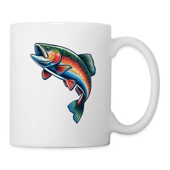 Regenbogenforelle Forelle Angeln Fischen Fisch - Tasse - Weiß - Rechts