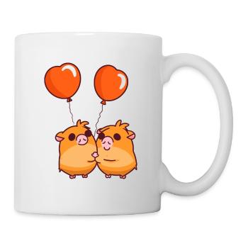 Dessin animé Kawaii de cochon d'Inde jouant avec des ballons - Mug blanc - blanc - Droite