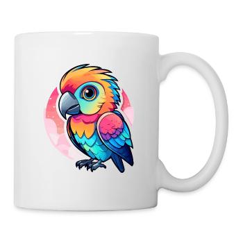 Papagei Vogel Illustration - Tasse - Weiß - Rechts