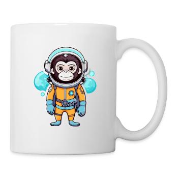 Affe Astronaut Illustration - Tasse - Weiß - Rechts