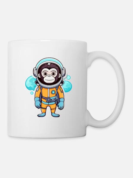 Monkey Astronaut Illustration - Mug - white