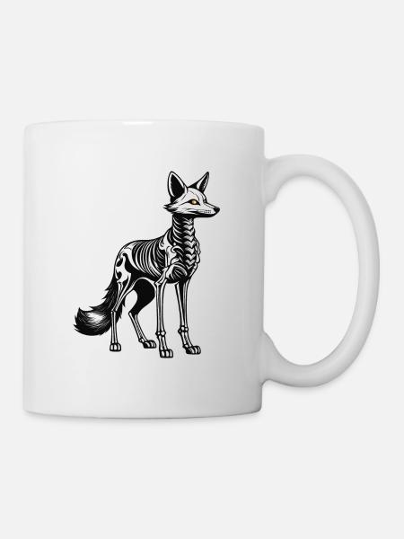 Fuchs Skelett Illustration - Tasse - Weiß