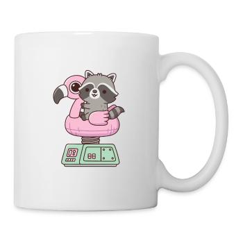 Raton laveur mignon sur Flamingo Pool Float Ride Machine - Mug blanc - blanc - Droite