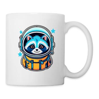 Waschbär Astronaut Illustration - Tasse - Weiß - Rechts