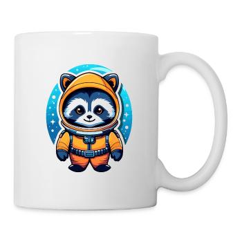Waschbär Astronaut Illustration - Tasse - Weiß - Rechts