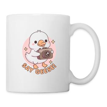 Niedliche Babygans mit Kamera sagen Gänse lustiges Wortspiel - Tasse - Weiß - Rechts