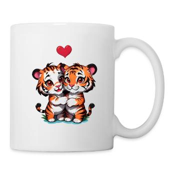 Verschenke diese süßen Tiger zum Valentinstag - Tasse - Weiß - Rechts