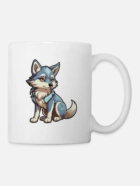 Illustration fantastique de loup - Mug blanc - blanc