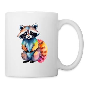 Illustration aquarelle de raton laveur - Mug blanc - blanc - Droite