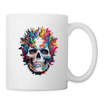 Skull / Totenkopf / Skelett / Gothic / Tattoo - Tasse - Weiß - Rechts