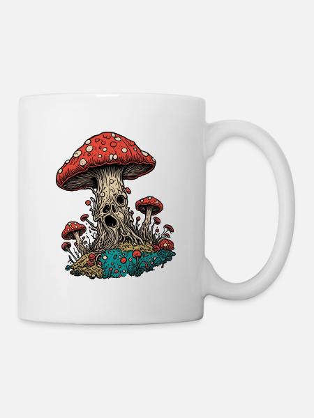 Pilz / Mushroom / Wiese / Wald / Goa / Psy - Tasse - Weiß