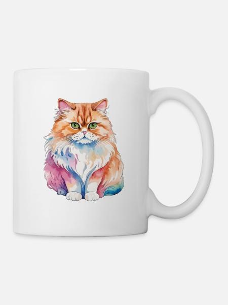 Perserkatze Wasserfarben - Tasse - Weiß