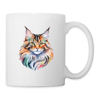Maine Coon Wasserfarben - Tasse - Weiß - Rechts