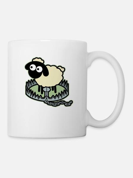 Mouton mignon dans un piège à loup - Mug blanc - blanc
