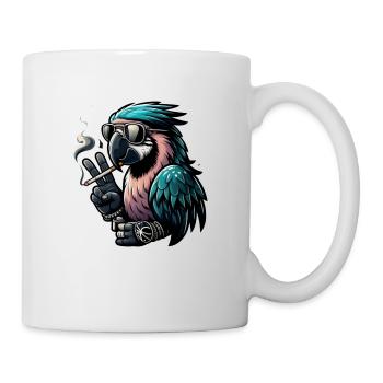 Entspannter Papagei mit Sonnenbrille - Tasse - Weiß - Rechts