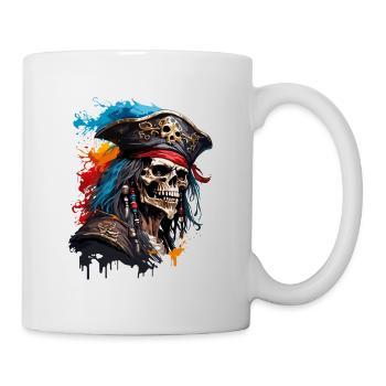 Pirat / Ahoi / Anker / Kapitän / Totenkopf / Rum - Tasse - Weiß - Rechts