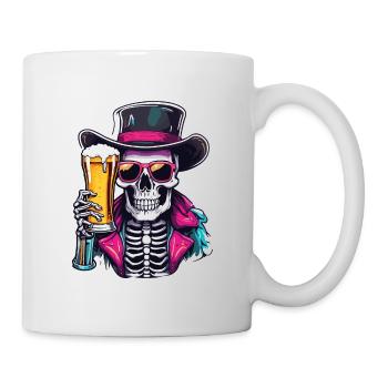 Skull / Totenkopf / Skelett / Gothic / Bier - Tasse - Weiß - Rechts