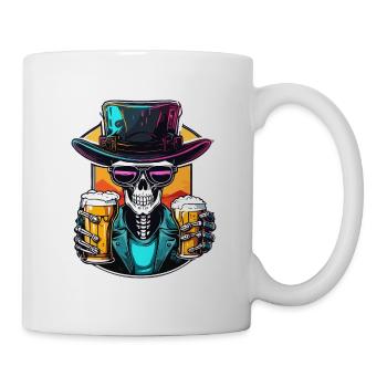 Skull / Totenkopf / Skelett / Gothic / Bier - Tasse - Weiß - Rechts