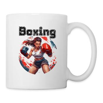 Boxerin / Sport / Kampf / Arena / Boxring / Fäuste - Tasse - Weiß - Rechts