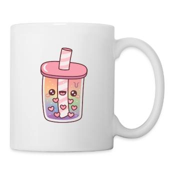 Cute Rainbow Bubble Tea With Heart Boba Pearls - Mug - white - Right